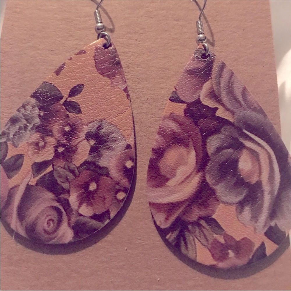 Leather Tear Drop Earrings